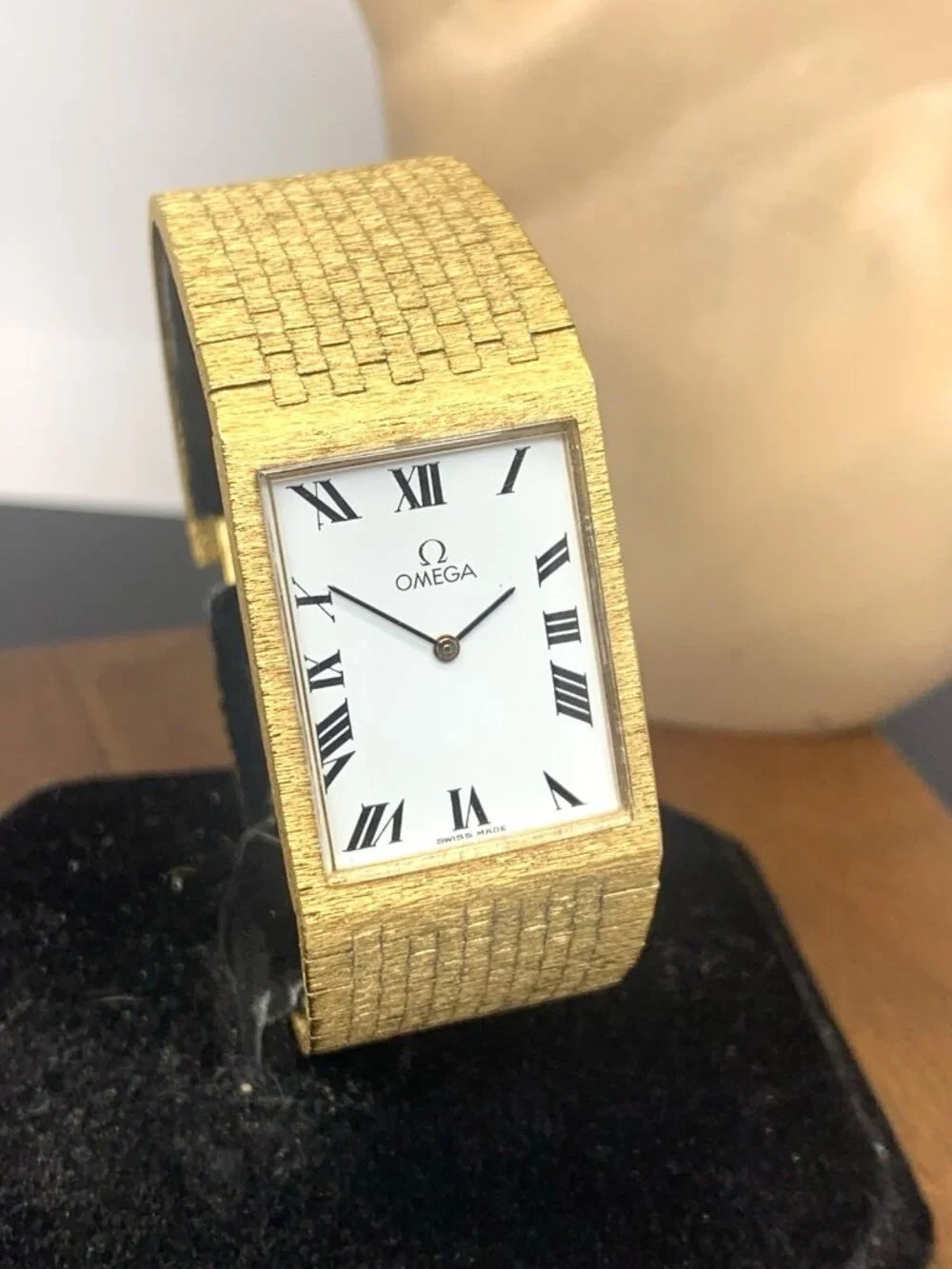 Omega Men's Watch DD6367 Vintage Swiss Manual White Dial Gold Plated Tank 24mm